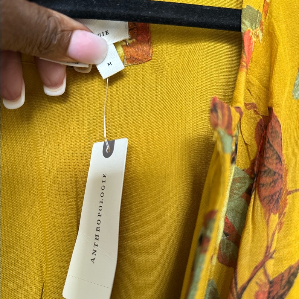 Anthropologie Floral Maxi Dress in Mustard and Brown - Picture 6 of 6